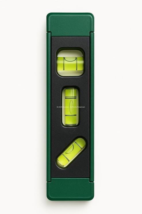 Busstier Mini Su Terazisi, 3 Gözlü, ±2 mm Hassasiyet, Yatay Dikey ve 45° Ölçüm, Ergonomik Taban, Darbeye Dayanıklı, Raf ve Ev Uygulamaları İçin Profesyonel Terazi, Asorti