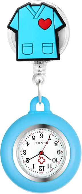Avaner Retractable Nurse Pocket Watches: Clip-on Silicone Lapel Hanging Brooch Fob Watch for Doctors Nurses