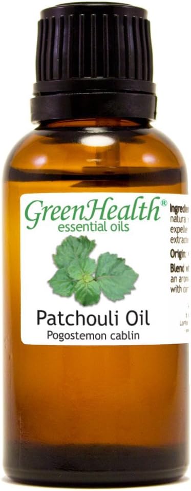 Patchouli Essential Oil - 1 fl oz (100% Pure & Uncut) Amber Glass Bottle w/Euro Dropper - GreenHealth