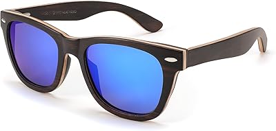 FEISEDY Woodes Sunglasses Polarized for Women Men, Bamboo Wood Handmade Frame, Classic Square UV400 Protection B0006