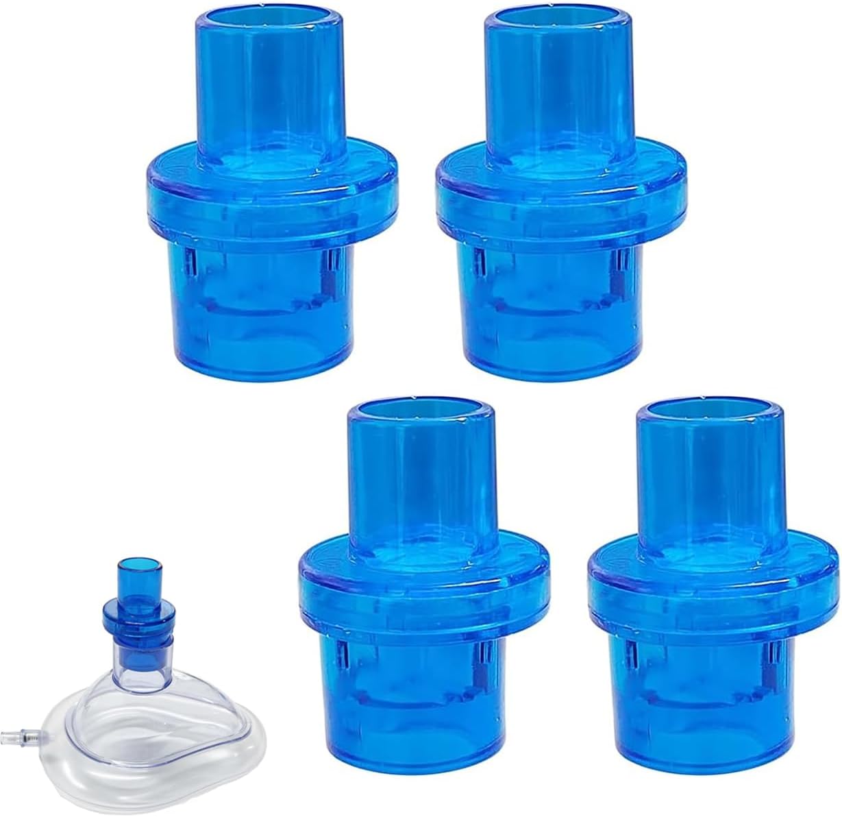 CPR Mask Replacement One-Way Valve, 4Pcs Disposable Portable CPR Face Shield Valve Pocket Supply CPR Face Cover Replacement for Artificial Respiration Training (Blue)
