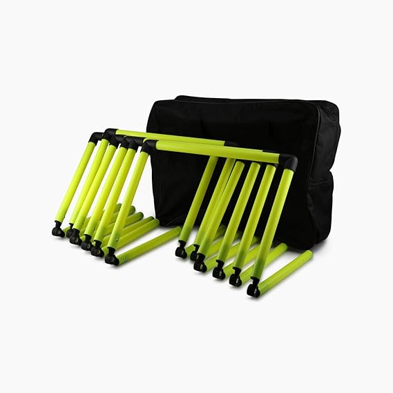 Splay Adjustable Agility Hurdles (Pack of 6 with carry bag) - Six Speed Hurdle for Speed Agility Training Football Coaching Drills - Yellow and Red Sport Dog Hurdles