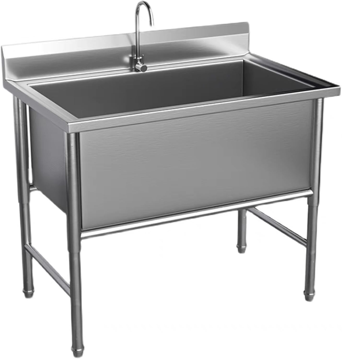 1 Compartment Commercial Stainless Steel Utility Sink, Large Single Bowl Sink Free Standing Deep Laundry Tub, Outdoor Kitchen or Bar Sink(80X60X80cm/31.4X23.6X31.4in)