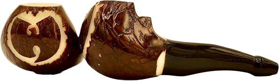 Wu Handmade Smoking Pipe - Organic Tagua Nut Pipe, Unique Art, Eco-Friendly, Hand-Carved, Perfect for Music Fans, Collectors, and DJs (Brown)