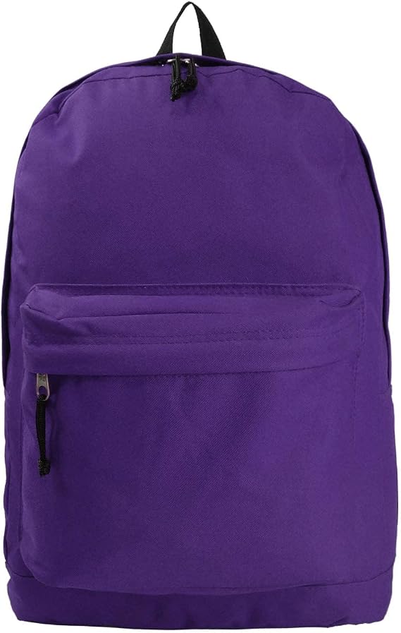 K-Cliffs Basic Backpack Classic Simple School Book Bag Student Daily Daypack 18 Inch (Purple)...