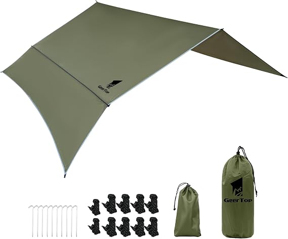 GEERTOP 10 x 12 ft Camping Tarp with Detachable Side Wall