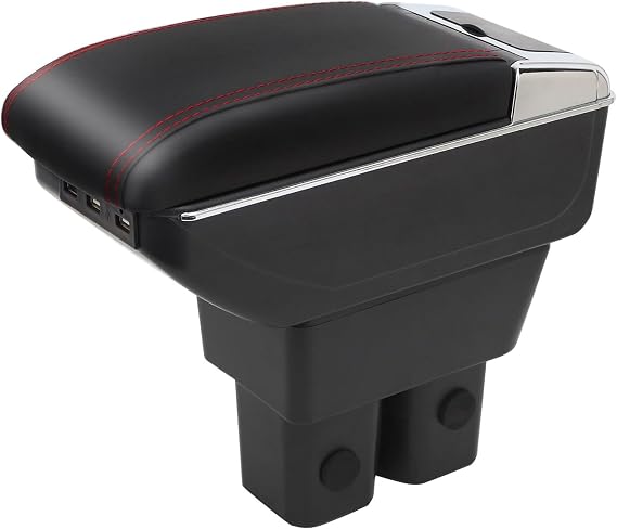 Center Console Armrest for Suzuki Jimny JB74 2019-2024,7 USB Ports | for Suzuki Jimny JB74 Armrest Box,1 USB-C+6 USB Ports,Cup Holder Double-Layer Storage,Sliding Lid,PU Leather,Custom-Fit