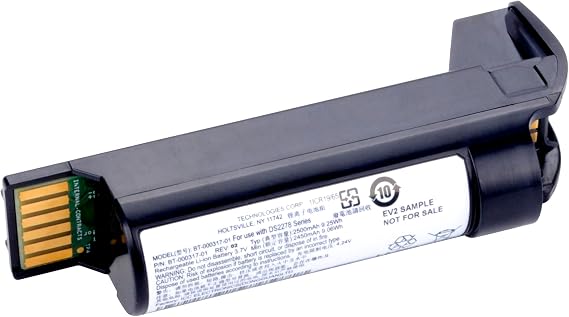 2500mAh Barcode Scanners Battery for Zebra DS22 DS2278 DS2278-HC DS2278SR | CR2278 CR2278-PC Series Barcode Scanners BT-000317-01 BTRY-DS22EAB0E-00 New Battery Replacement 3.7V 9.25Wh