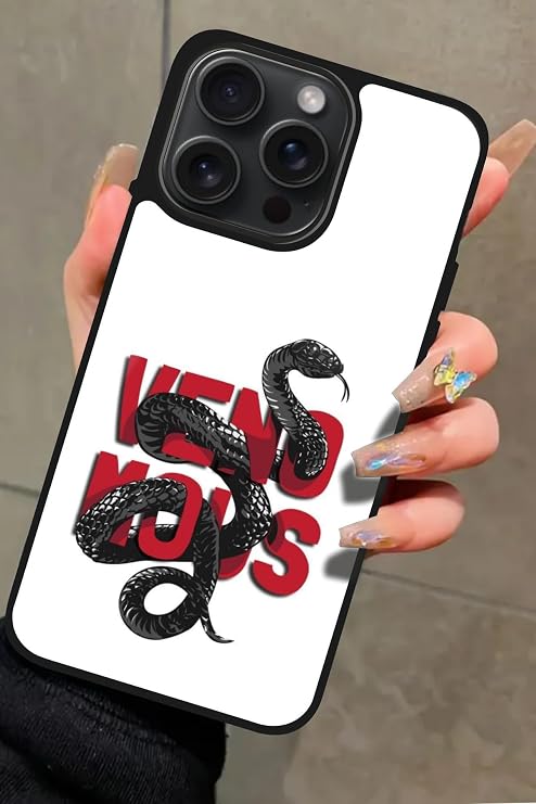 Apple iPhone 13 Pro Max ile Uyumlu Veno Mous Tasarımlı Glossy Premium Kılıf, Siyah