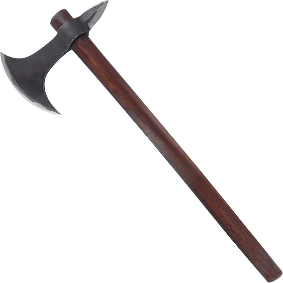 MedievalDepot Age of War Fully Functional Medieval Viking Battle Axe - Overall 23" Hand-Forged Carbon Steel - Leather Sheath