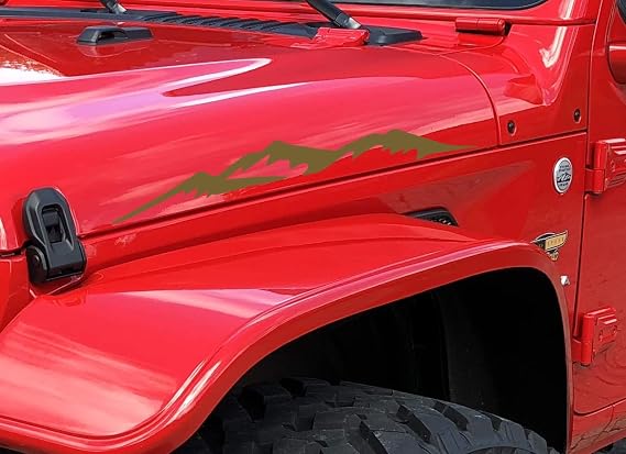 Decal for Jeep Wrangler Hood Decals Sticker Mountains I Compatible with All Jeeps JK TJ YJ CJ or Any Truck Sedan Pair Set of 2 Silver