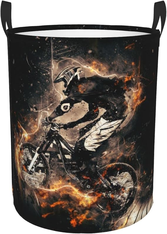 Extreme Sports Dirt Bike Laundry Basket Waterproof Oxford Cloth Organizer Basket Collapsible Clothes Hamper with Handle Toy Gift Bin Baskets