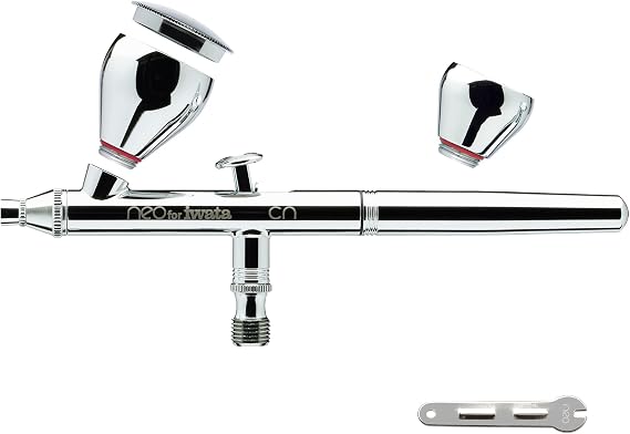 NEO CN Dual Action Airbrush - Effortless Coverage N3 Nozzle, 0.24 oz & 0.10 oz Fluid Cups. Ideal for Beginners & Hobby Painters Fine Atomization with Low Air Pressure for Makeup, Arts 7 Crafts