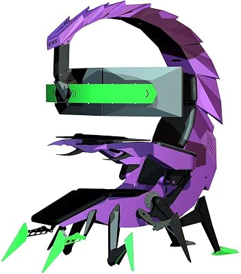 Gaming Chair, Ergonomic Computer Cockpit Chair with Led Lights, Comfortable Racing Simulator Cockpit Game Chair with Hanging 3 Screens,Purple