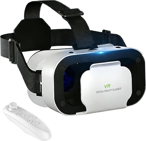 Virtual Reality Headset for Phone with Controller, 3D VR Glasses Adjustable VR Virtual Reality Goggles, Compatible 4.7-6.5 inch for iPhone & Android, for Movies Games(Black)