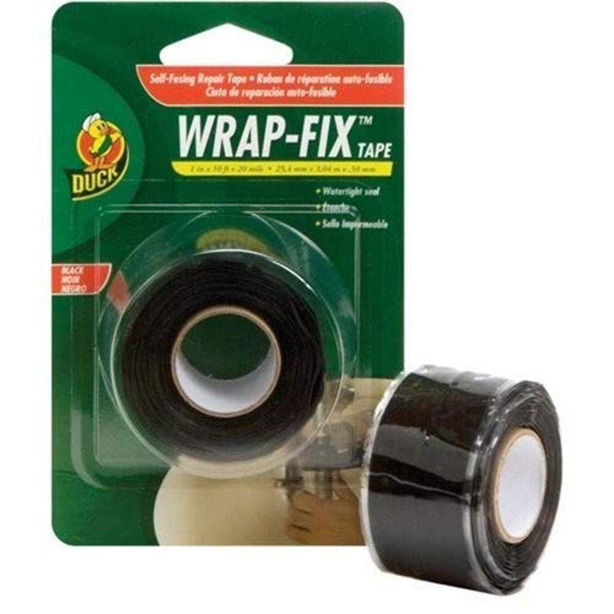Duck Brand Wrap-Fix Repair Tape, 1-Inch by 10 Feet, Single Roll, Black 442055