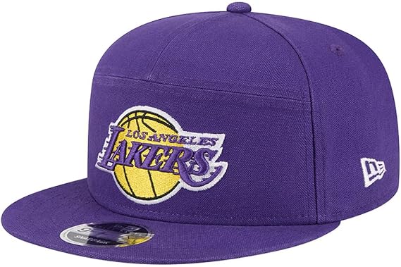 New Era Los Angeles Lakers 9FIFTY Split Panel Cotton Canvas Snapback Cap, Adjustable Hat Blue