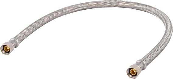 Eastman 24 Inch Flexible Faucet Connector Supply Line, 3/8 Inch x 3/8 Inch Compression Connection, Stainless Steel Braided Hose, 48076