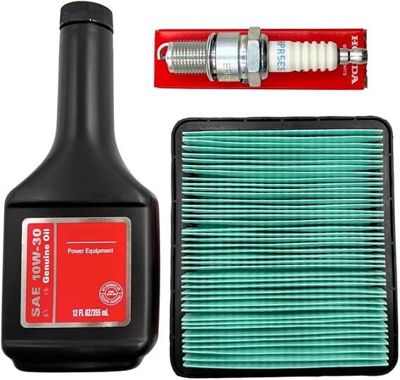 KINDZA Genuine Tune up kit for Honda GCV135 GC160 GCV160 GCV190 GC135 Lawn Mower HRR216 HRC216 HRT216 HRX217 F220 WN20 w/Motor Oil Genuine 17211-ZL8-023 Air Filter Spark Plug 98079-55846