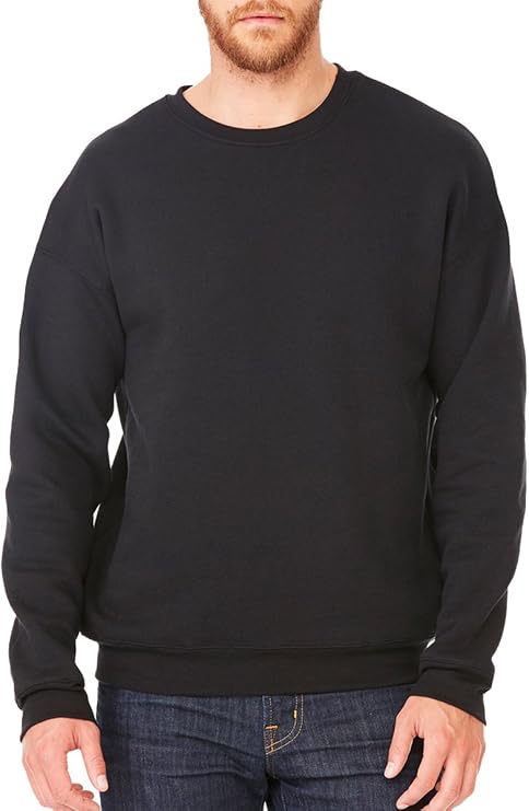 BELLA+CANVAS Men's Classic Crewneck Soft Style Sweatshirt, Small, Black