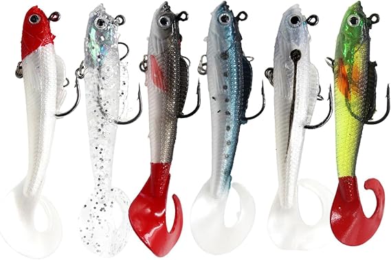 6 Pcs Pike Lures - Perch & Sea Bass Fishing Lures, Silicone Swimbait Artificial Bait