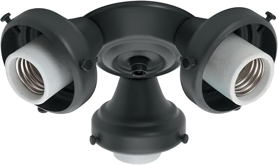 Hunter Three Light Black Fitter for Ceiling Fan - Ceiling Fan Light Kit Base & Replacement, Compatible with Hunter & Casablanca - 99140, Black | Ceiling Fan Light Kit Base & Replacement, Compatible with Hunter & Casablanca, 99140