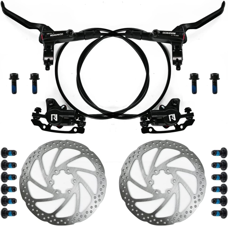 ROADNADO Hydraulic Bike Brakes Set Mountain Bike Disc Brakes, Bicycle Disc Brake Set, 160mm Rotor, Front 800mm Rear 1400mm MTB Hydraulic Brake Set Aluminum Alloy Oil Brake for Universal MTB Road Bike