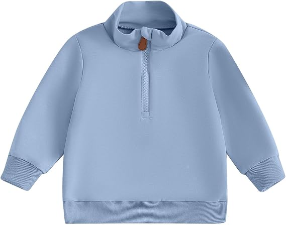 ZAXARRA Toddler Baby Boy Girl Sweatshirt Half Zipper Stand-up Neck Pullover Sweatshirt Tops Casual Fall Winter Clothes