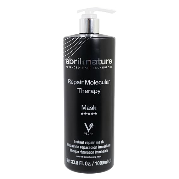 abril et nature - Professional Mask Molecular Therapy - For Damaged, Overprocessed, or Aging Hair - Restructures, Repairs, and Fills the Hair Fiber - Nourishing and Hydrating - Vegan - 1000 ml