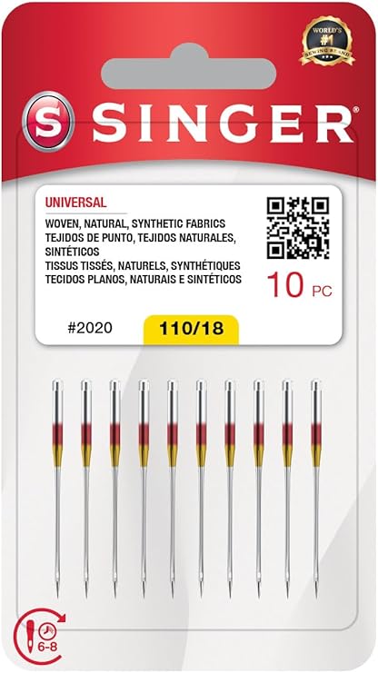 SINGER 10-Pack Universal 2020 Sewing Machine Needles, Size 110/18