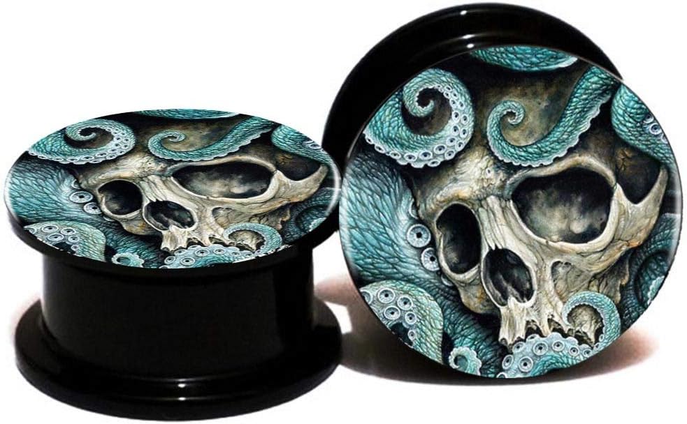 Skull Ear Gauges Plugs And Tunnels Ear Stretcher Expander 6mm-25mm Double Flared Screw Plug Piecing
