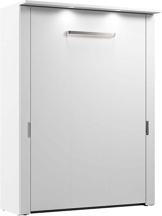 Bestar Lumina 61W Full Murphy Bed in White, Sleeping Arrangement for Multipurpose Room