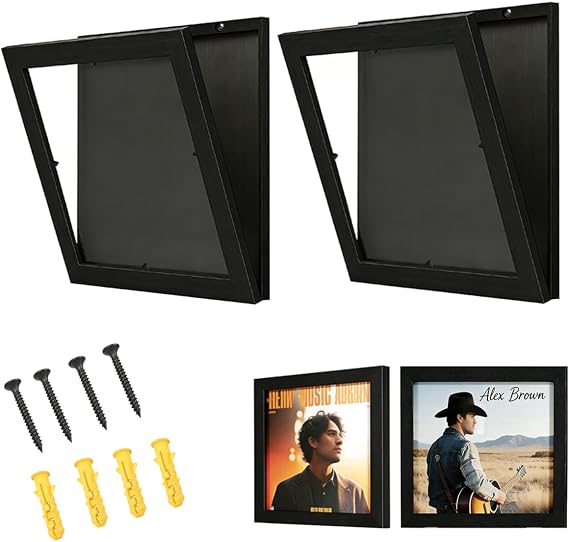 2pcs Vinyl Record Storage,11.2in Transparent Acrylic Record Frame,WallMounted Vinyl Display,Ideal For Storing Records,Photographs,MusicThemed DéCor And Collectibles,The For Wall Display