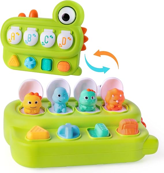 Tovol Zerky Cause and Effect Pop Up Dinosaur Toddler Toy for 1 Year Old