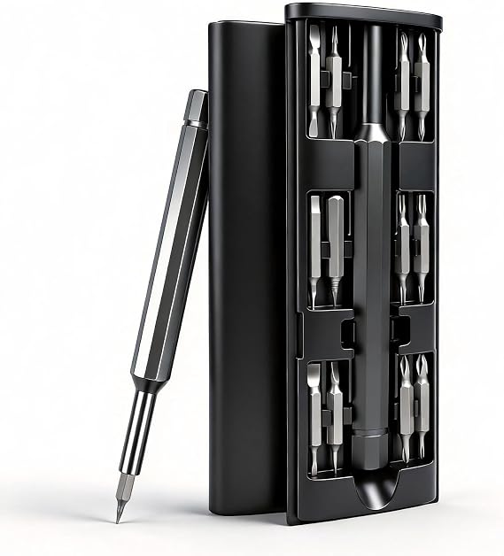 WELLOCKS 25 in 1 Precision Screwdriver Set, Magnetic Mini Kit | Compact Multi-bit Screwdriver Set for Glasses, Watches, Phones, Laptops, Electronics, And Home Repairs.