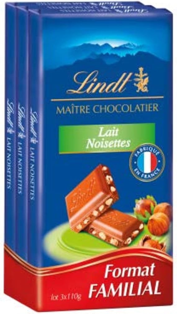 Lindt Milk Chocolate Hazelnuts - 3 Tablets of 110g