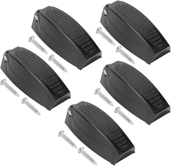 RV Trailer Door Hook 5-Pack | Heavy Duty Plastic Spring Latch with Screws for Travel Camper | Fifth Wheel | Yacht and | Secure Door Fastener Kit | Black(Black)