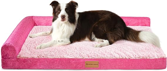 Patas Lague Orthopedic XL Dog Bed for Large Dogs 42" x 28", Waterproof Large Bolster Big Large Pet Sofa Bed with Removable Washable Cover Soft Comfortable Pet Couch Crate Mat with Non-Slip Bottom