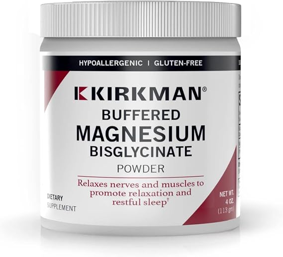 Kirkman Buffered Magnesium Bisglycinate Powder - Bio-Max Series || 113 gm/ 4 oz Powder || Free of Common allergens || Promotes Relaxation and restful Sleep || Gluten and Casein Free || Mineral