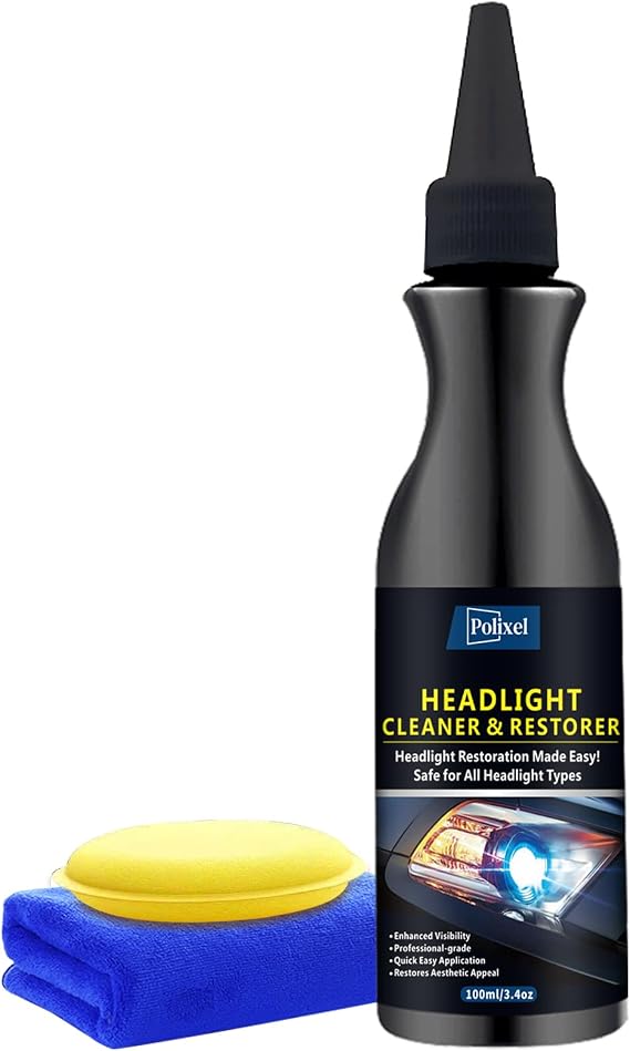 Headlight Cleaner & Headlight Restoration Kit - Instant Restores Oxidation, Yellowing, and Cloudy - Renew Headlights Back to Like New UV Protectant for All Cars Lamps - 3.4oz / 100ml
