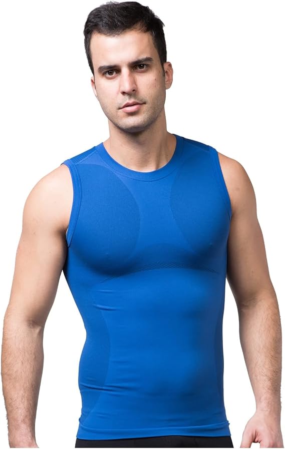 HUSUN Mens Compression Shirt Slimming Body Shaper Vest Workout Tank Tops Waist Tummy Control Abdominal Trainer