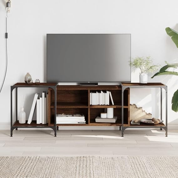 ZEYUAN TV Cabinet Brown Oak 153x37x50 cm Engineered Wood,Tv Stand Cabinet,Tv Units For Living Room,Electric Fireplace Tv Stand