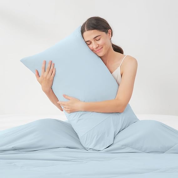 Cozy Bliss 2pcs Premium Cooling Pillow Cases Set for Hot Sleepers & Night Sweats, Q-Max 0.5 Silky Wrinkle-Free Pillow Covers with Envelope Closure, King Blue 20"x36"