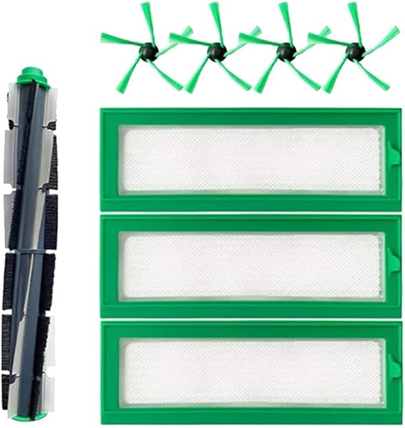 Replacement Parts Accessories Round Brush Filter Side Brush .Compatible for Vorwerk Kobold VR200 VR300. Vacuum Cleaner, Green White