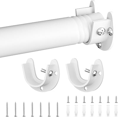 Closet Rod, Closet Rods for Hanging Clothes, 17 to 37 inch Adjustable Closet Hanging Rod, Heavy Duty Clothes Rod Clothing Bar, Closet Poles for Hanging Clothes for Wardrobes, Shower Curtain