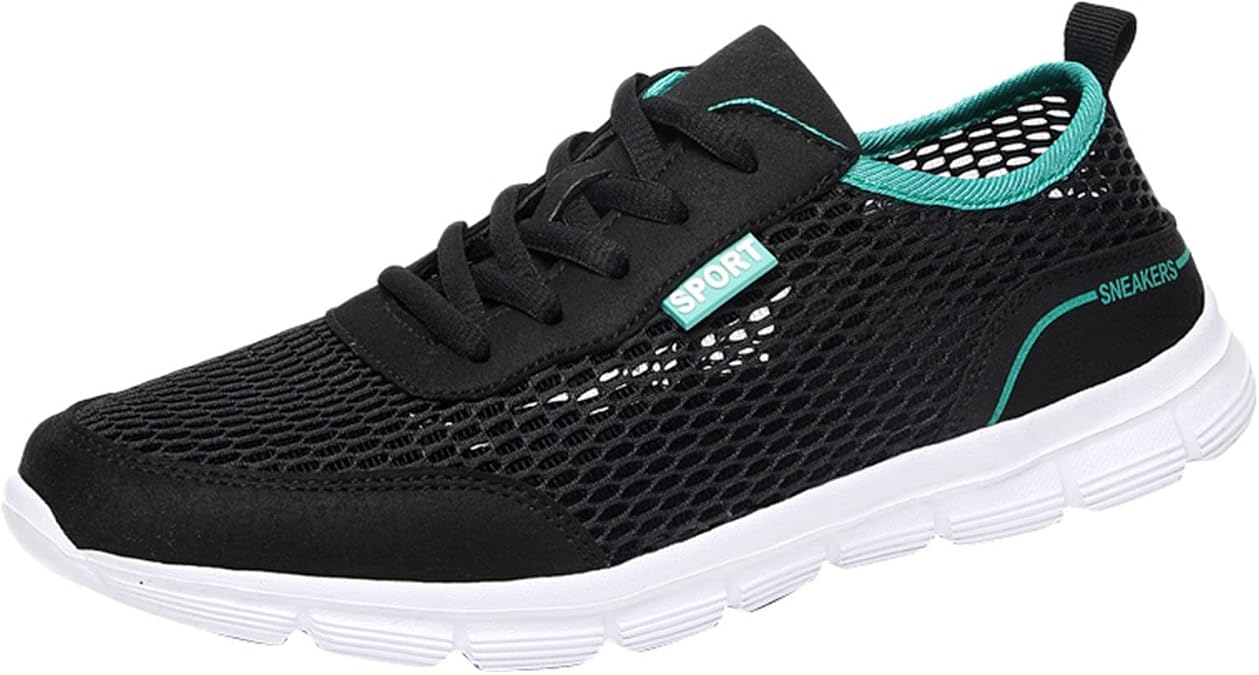 Men Summer Lightweight Breathable Casual Shoes Mesh Casual Running Shoes Sneaker Shoes Men 13 (Black, 6)