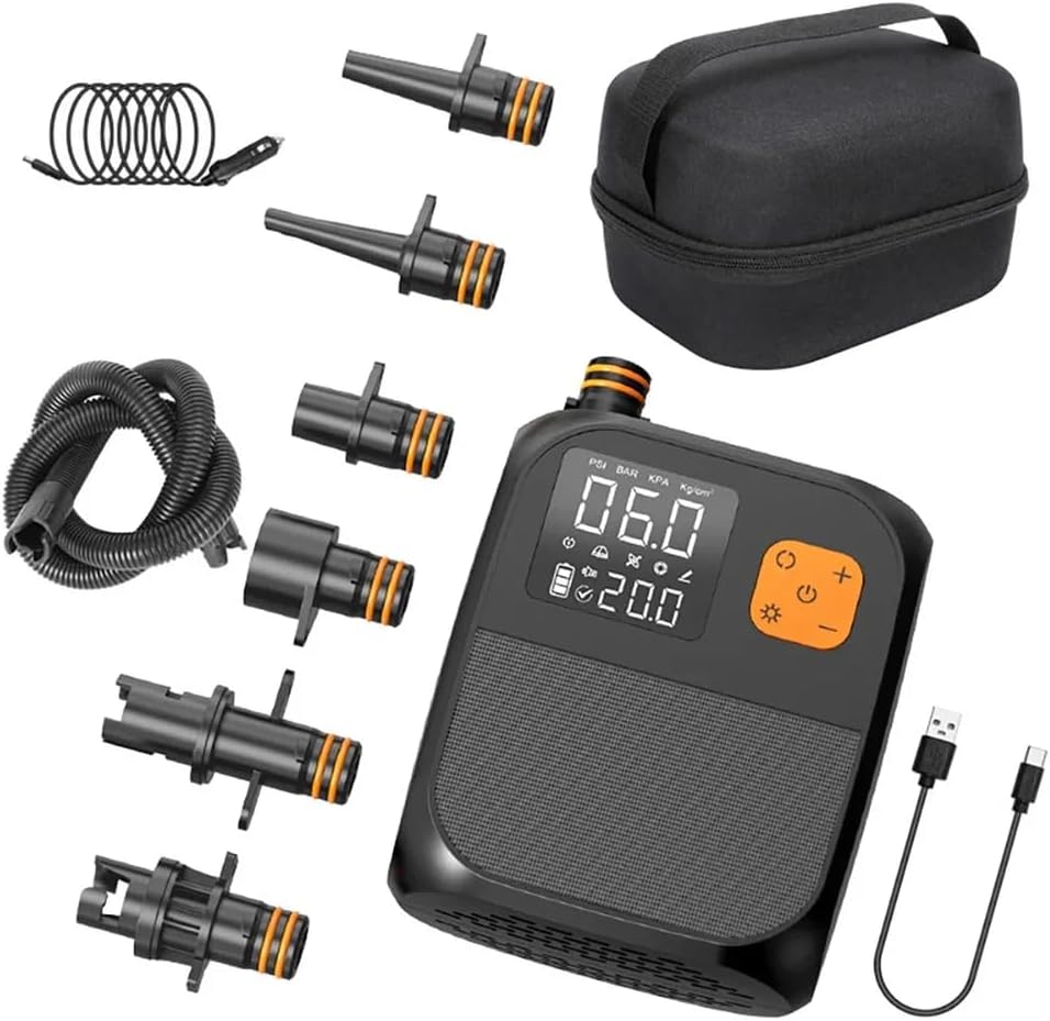 8000Mah 25PSI Electric Paddle Board Pump, 80w 120LMin Rechargeable Sup Pump, Portable Sup Air Pump, Led Touchable Screen Dual Stage Inflation&Deflation, Suitable for Kayaks Sails Sup Electric Devices