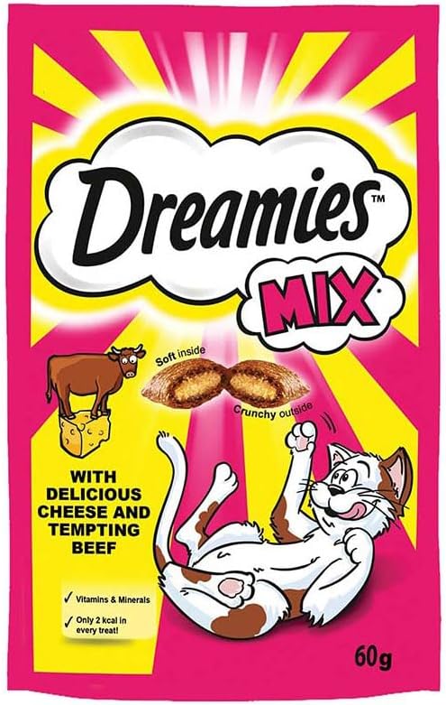 Dreamies Dry Cat Reward Food, With Beef and Cheese, 60 G