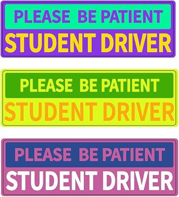 Student Driver Sticker for Car, 3Pcs Please Be Patient New Driver Sign Sticker Safety Warning, Reflective Rookie Driver Bumper Sticker Vehicle Bumper Decals