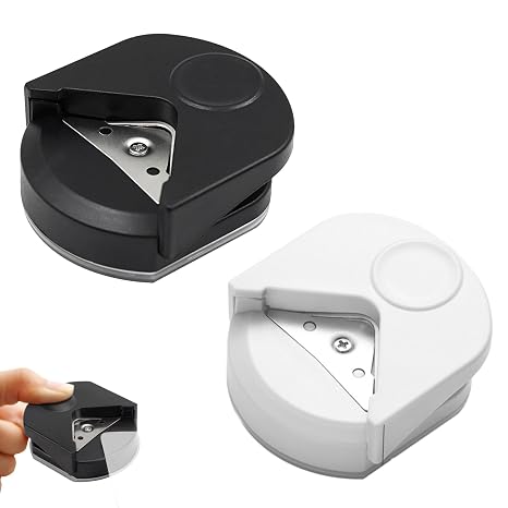 2 PCS Corner Rounder Punch 4mm, Mini Portable Corner Cutter Rounder Multifunctional Card Cutter for Paper Crafts DIY Projects Photos Scrapbooking (Black/White)